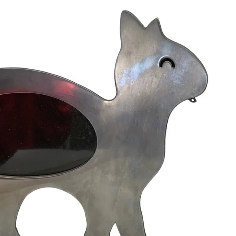Cat Photo Frame Large Metal Freestanding Curved Large 11” Table Decor Silver 4x6